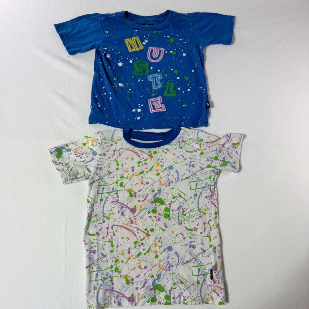 Street Property Boys Graphic T-Shirts Size 3T Blue White Paint Splatter 2-Pack‎